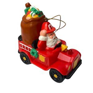 Vintage Avon Santa Fireman in Truck Lights Up Red
